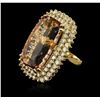 Image 2 : 14KT Yellow Gold GIA Certified 38.31 ctw Morganite and Diamond Ring