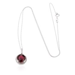 14KT White Gold 4.94 ctw Ruby and Diamond Pendant With Chain