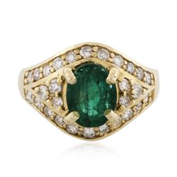 14KT Yellow Gold 2.01 ctw Emerald and Diamond Ring