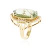 Image 3 : 14KT Yellow Gold 27.45 ctw Green Quartz and Diamond Ring
