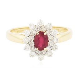 14KT Yellow Gold 0.79 ctw Ruby and Diamond Ring