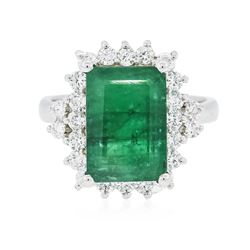 14KT White Gold 5.13 ctw Emerald and Diamond Ring