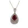 Image 1 : 14KT Yellow Gold 4.78 ctw Ruby and Diamond Pendant With Chain