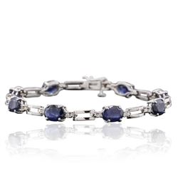 14KT White Gold 10.32 ctw Sapphire and Diamond Bracelet