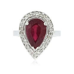 14KT White Gold 4.86 ctw Ruby and Diamond Ring