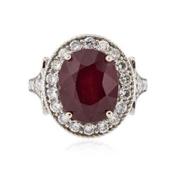 14KT White Gold 6.61 ctw Ruby and Diamond Ring