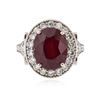 Image 1 : 14KT White Gold 6.61 ctw Ruby and Diamond Ring