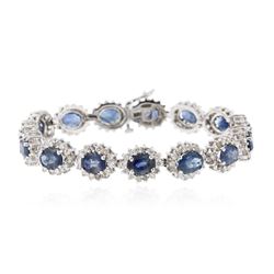 14KT White Gold 11.40 ctw Sapphire and Diamond Bracelet