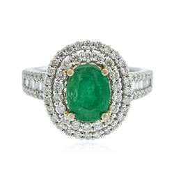 14KT Two Tone Gold 1.49 ctw Emerald and Diamond Ring