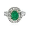 Image 1 : 14KT Two Tone Gold 1.49 ctw Emerald and Diamond Ring