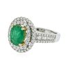 Image 2 : 14KT Two Tone Gold 1.49 ctw Emerald and Diamond Ring