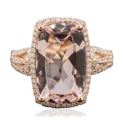 14KT Rose Gold 6.45 ctw Morganite and Diamond Ring