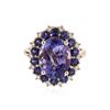 Image 1 : 14KT Rose Gold 5.94 ctw Tanzanite, Sapphire and Diamond Ring