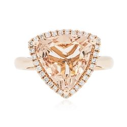 14KT Rose Gold 4.72 ctw Morganite and Diamond Ring