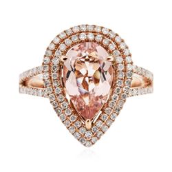 14KT Rose Gold 2.08 ctw Morganite and Diamond Ring