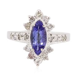 14KT White Gold 1.18 ctw Tanzanite and Diamond Ring