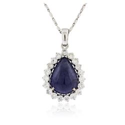 14KT White Gold 13.95 ctw Tanzanite and Diamond Pendant With Chain