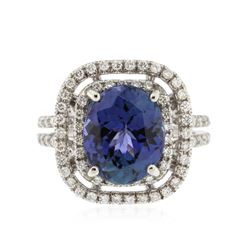 14KT White Gold 4.77 ctw Tanzanite and Diamond Ring