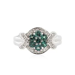 14KT White Gold 0.74 ctw Alexandrite and Diamond Ring