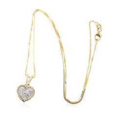 14KT Yellow Gold 0.10 ctw Diamond Heart Pendant With Chain