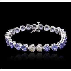 14KT White Gold 14.60 ctw Tanzanite and Diamond Bracelet