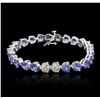 Image 1 : 14KT White Gold 14.60 ctw Tanzanite and Diamond Bracelet