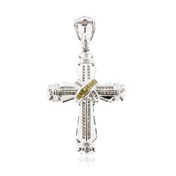 14KT White Gold 1.23 ctw Diamond Cross Pendant