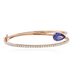 14KT Rose Gold 3.18 ctw Tanzanite and Diamond Bangle Bracelet