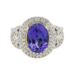 14KT Two-Tone Gold 4.29 ctw Tanzanite and Diamond Ring