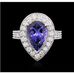 14KT White Gold 3.30 ctw Tanzanite and Diamond Ring