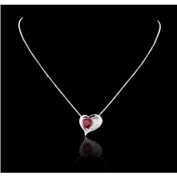 14KT White Gold GIA Certified 2.83 ctw Ruby and Diamond Pendant With Chain