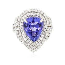 14KT White Gold 5.42 ctw Tanzanite and Diamond Ring