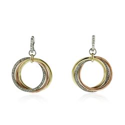 14KT Tri-Color Gold 0.90 ctw Diamond Earrings