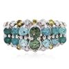 Image 1 : 14KT White Gold 1.60 ctw Paraiba Tourmaline, Yellow Sapphire and Diamond Ring