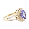 Image 2 : 14KT Yellow Gold 1.54 ctw Tanzanite and Diamond Ring