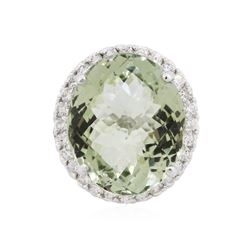 14KT White Gold 30.80 ctw Green Quartz and Diamond Ring