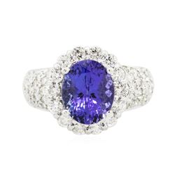 14KT White Gold 3.94 ctw Tanzanite and Diamond Ring