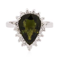 14KT White Gold 3.23 ctw Green Tourmaline and Diamond Ring