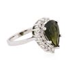 Image 2 : 14KT White Gold 3.23 ctw Green Tourmaline and Diamond Ring