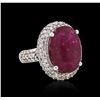 Image 2 : 14KT White Gold 10.32 ctw Ruby and Diamond Ring
