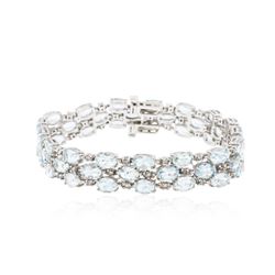 14KT White Gold 19.38 ctw Aquamarine and Diamond Bracelet