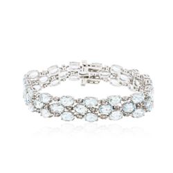 14KT White Gold 19.38 ctw Aquamarine and Diamond Bracelet