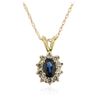 Image 2 : 18KT Yellow Gold 0.51 ctw Sapphire and Diamond Pendant With Chain