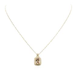 14KT Two-Tone Gold 2.02 ctw Morganite and Diamond Pendant With Chain