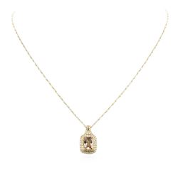 14KT Two-Tone Gold 2.02 ctw Morganite and Diamond Pendant With Chain