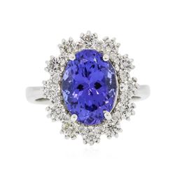 14KT White Gold 4.25 ctw Tanzanite and Diamond Ring