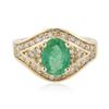 Image 1 : 14KT Yellow Gold 1.20 ctw Emerald and Diamond Ring