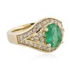 Image 2 : 14KT Yellow Gold 1.20 ctw Emerald and Diamond Ring