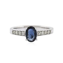 14KT White Gold 1.00 ctw Sapphire and Diamond Ring