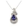 Image 2 : 18KT White Gold 4.54 ctw Tanzanite and Diamond Pendant With Chain